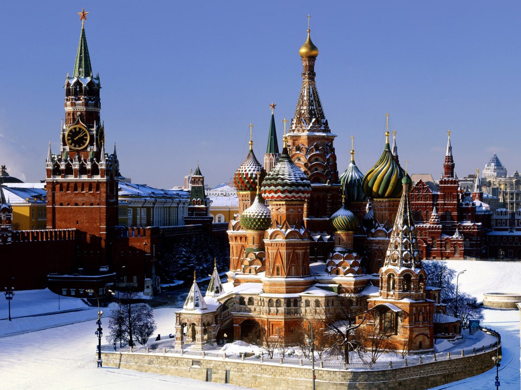 Russia, Rossiya , Moskovskaya Oblast', Moscow, Moskva, St Basil's Cathedral and Spassky Tower, Red Square