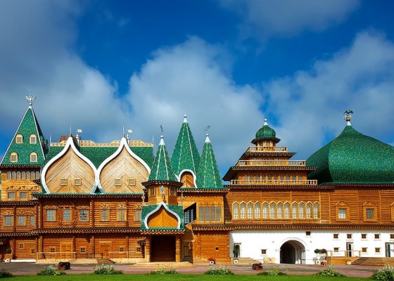 Dois palacios e arquitetura russa tradicional