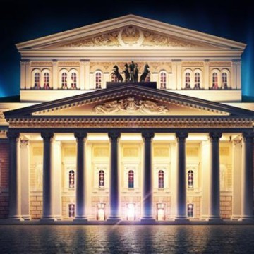 O teatro “Bolshoi” no marco de sua viagem para Moscou.